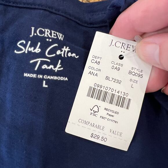 NWT J. Crew Antique Navy Vintage Slub Cotton Tank - SIZE M - Picture 5 of 9